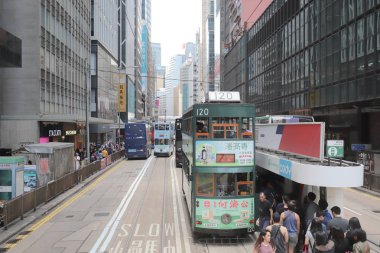 Hong Kong Adası, Çin, Şubat 2019 bir tramvay
