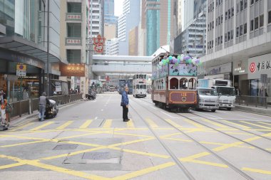 Hong Kong Adası, Çin, Şubat 2019 bir tramvay