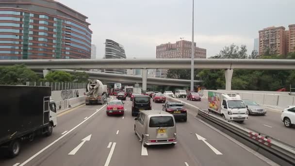 Strade Molto Trafficate Nel Quartiere Centrale Hong Kong Cina — Video Stock