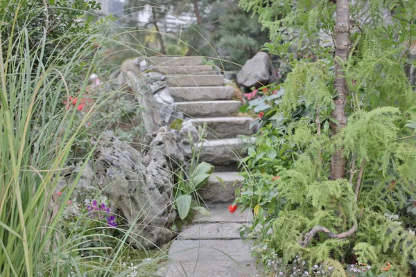 The stone bridge at flower show 2019 — Stock Photo, Image