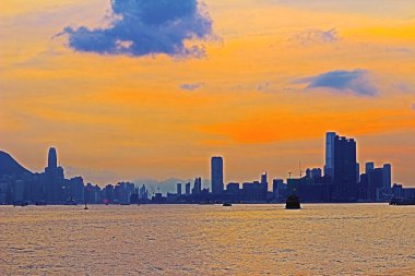 HK şehir 2014 Victoria Harbor Panoraması