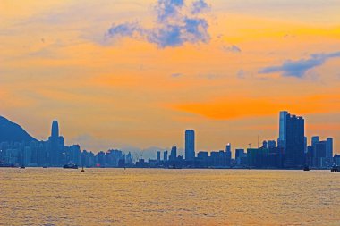 HK şehir 2014 Victoria Harbor Panoraması