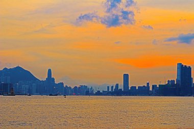 HK şehir 2014 Victoria Harbor Panoraması