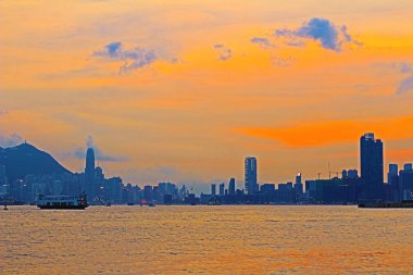 HK şehir 2014 Victoria Harbor Panoraması