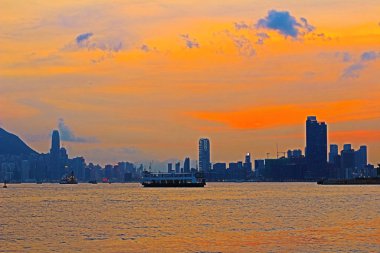 HK şehir 2014 Victoria Harbor Panoraması