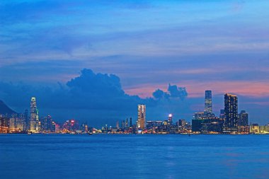 HK şehir 2014 Victoria Harbor Panoraması