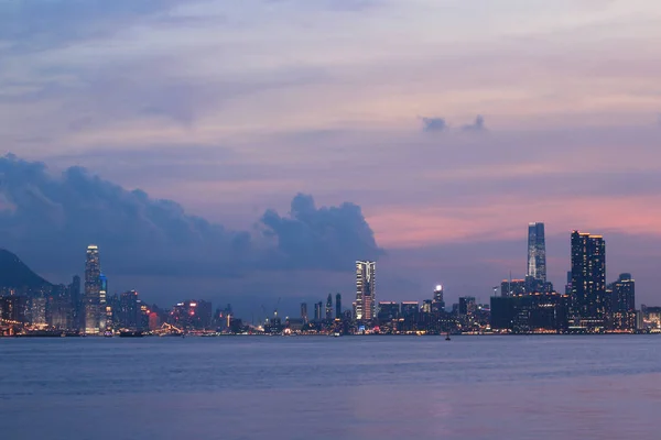 Panorámája a Victoria Harbor HK város 2014 — Stock Fotó