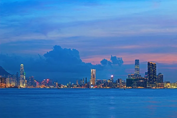 Panorámája a Victoria Harbor HK város 2014 — Stock Fotó
