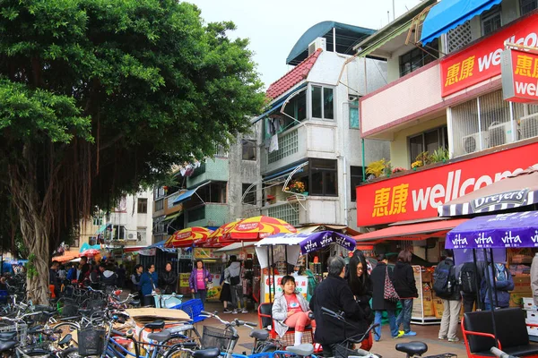 Main street w miejscowości Cheung Chau, — Zdjęcie stockowe