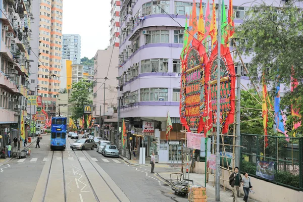 Гонконгский трамвай, шау кэй ван — стоковое фото