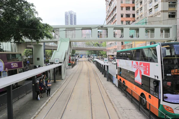 有轨电车街景， 香港 — 图库照片