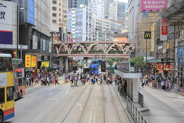 Tram view of street, hong kong — Stock Photo, Image