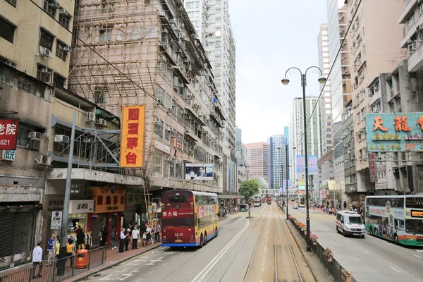 Tram uitzicht op straat, Hong Kong — Stockfoto