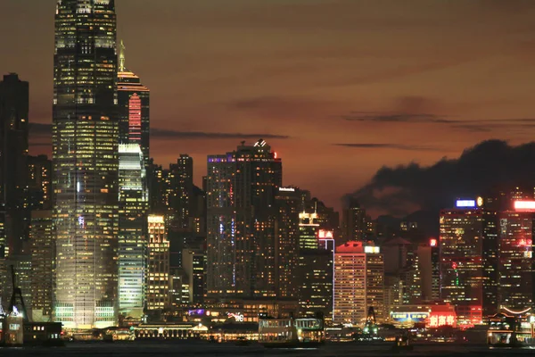 Stadsbilden Central, Hong Kong vid Twilight. — Stockfoto