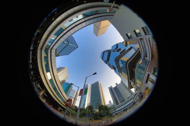 Hong Kong 'un merkezindeki modern ofis binaları