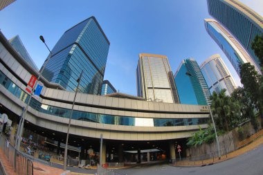 Hong Kong 'un merkezindeki modern ofis binaları