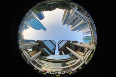 Hong Kong 'un merkezindeki modern ofis binaları