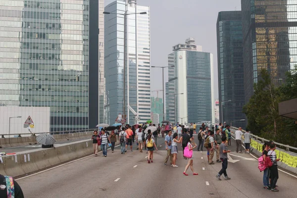 Zablokovali ulice v centrální obchodní čtvrti Hong Kongu — Stock fotografie