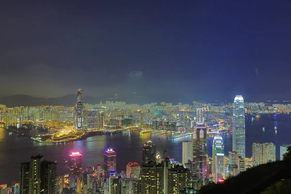 Нічний HK хмарочоси. Вид з вершини — стокове фото