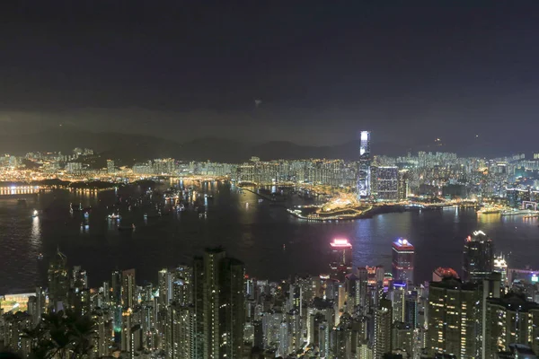Night HK skyscrapers. View from the peak — Stock Photo, Image