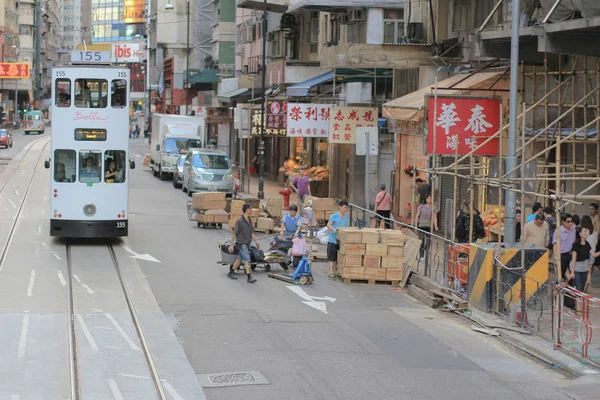 24 mei 2014 dubbeldekker tram HK — Stockfoto