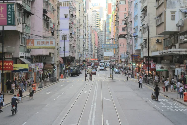 24 mei 2014 dubbeldekker tram HK — Stockfoto