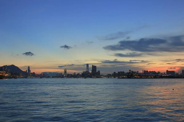 Hong Kong City Skylin w: Sun Set 2014 — Zdjęcie stockowe