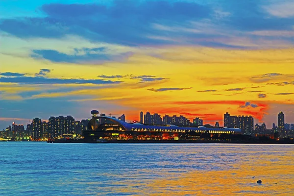 Hong Kong City skylin a naplementén meg 2014 — Stock Fotó