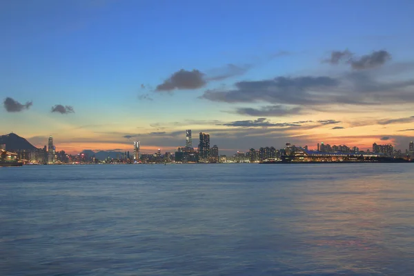 Hong Kong city skylin at sunset 2014 — Stock Photo, Image