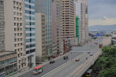 Eylül 2014 , Hong Kong şehrinin sokak görünümü