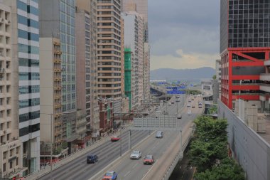 Eylül 2014 , Hong Kong şehrinin sokak görünümü