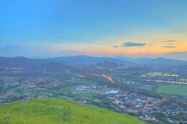 Hong Kong Yuen Long coucher de soleil au centre-ville — Photo