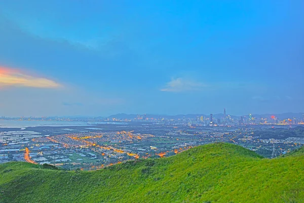 Hong Kong Yuen Long puesta de sol en el centro — Foto de Stock