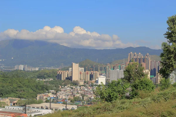 Wang Chau uitzicht op de wijk Yuen Long in Hong Kong — Stockfoto