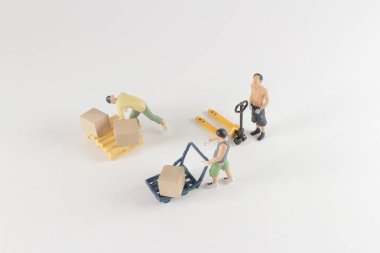 figür işçisi, inşaat ve lojistik kavramı küçük