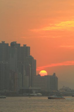 gün batımı hong kong adasının bir batı 