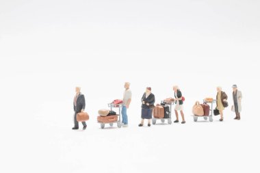 bir mini Travelers Stand bir otobüs bekleyin