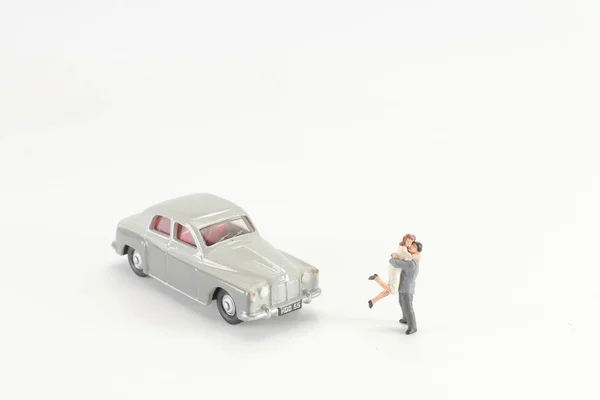 Uma figura de pessoas em miniatura concept.Traveler — Fotografia de Stock