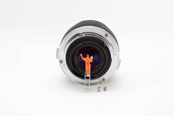 The mini of figure clear the lens — Stock Photo, Image