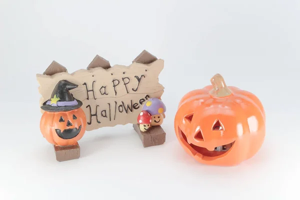 The fun of Halloween with pumpkins on white back ground — Stock Photo, Image