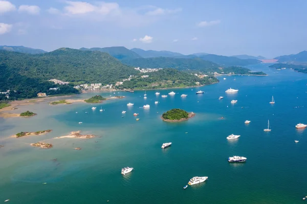 Vista aérea de Sai Kung, Hong Kong desde el cielo — Foto de Stock