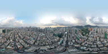 14 Eylül 2019 Şam Shui Po Bölgesi Havadan Görünümü. Hong Kong