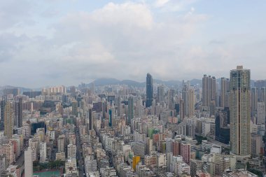 14 Eylül 2019 Şam Shui Po Bölgesi Havadan Görünümü. Hong Kong