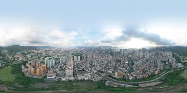 14 Eylül 2019 Şam Shui Po Bölgesi Havadan Görünümü. Hong Kong