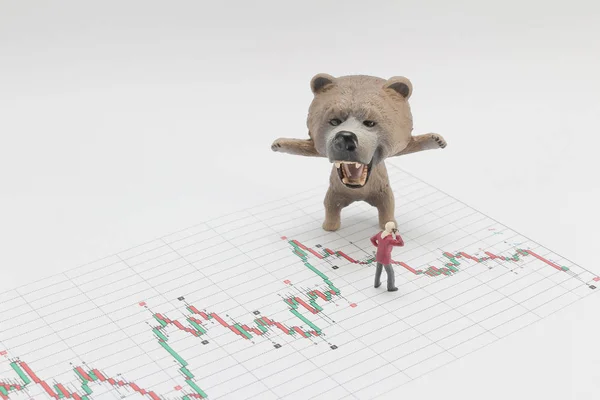 a bear market, price drop in stock concept, bear figure