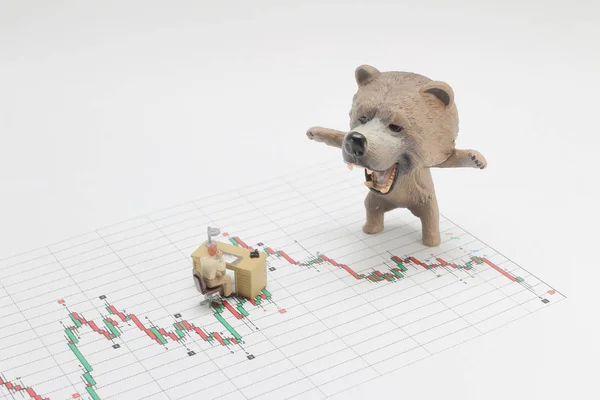 a bear market, price drop in stock concept, bear figure