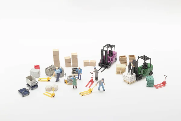Mini Of Figure Worker, Construction And Logistics Concept — Stock Photo, Image