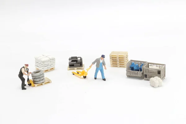Mini De Figura Trabajador, Construcción Y Logística Concepto — Foto de Stock