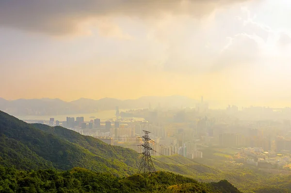 Paysage de vue lowloon au sommet kowloon, hk — Photo