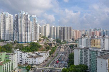 7 Ekim 2019. Hong Kong 'da Kwun Tong Bölgesi. 